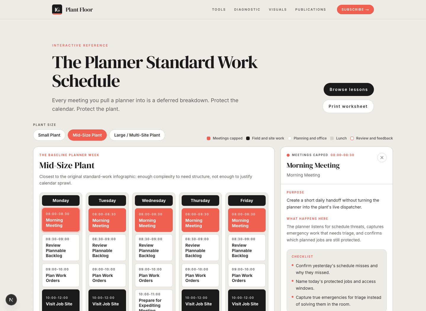 Planner Standard Work Schedule preview