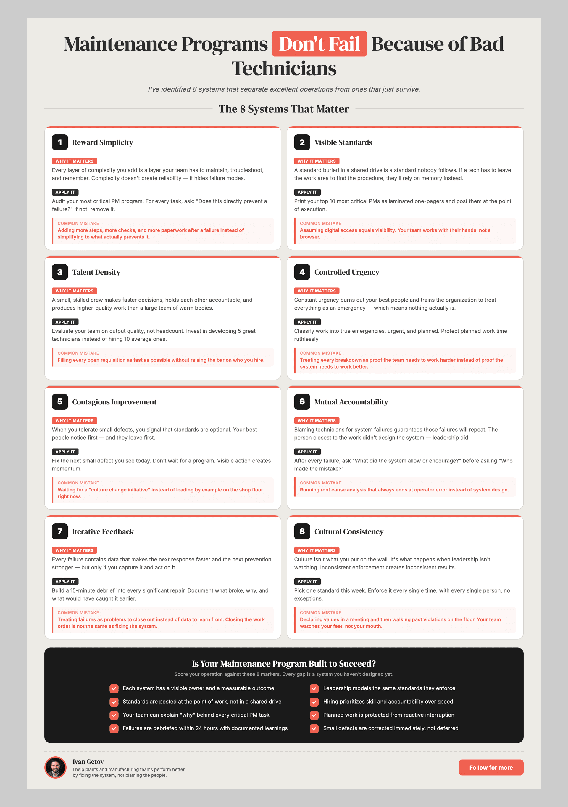 Maintenance Programs Don't Fail Because of Maintenance